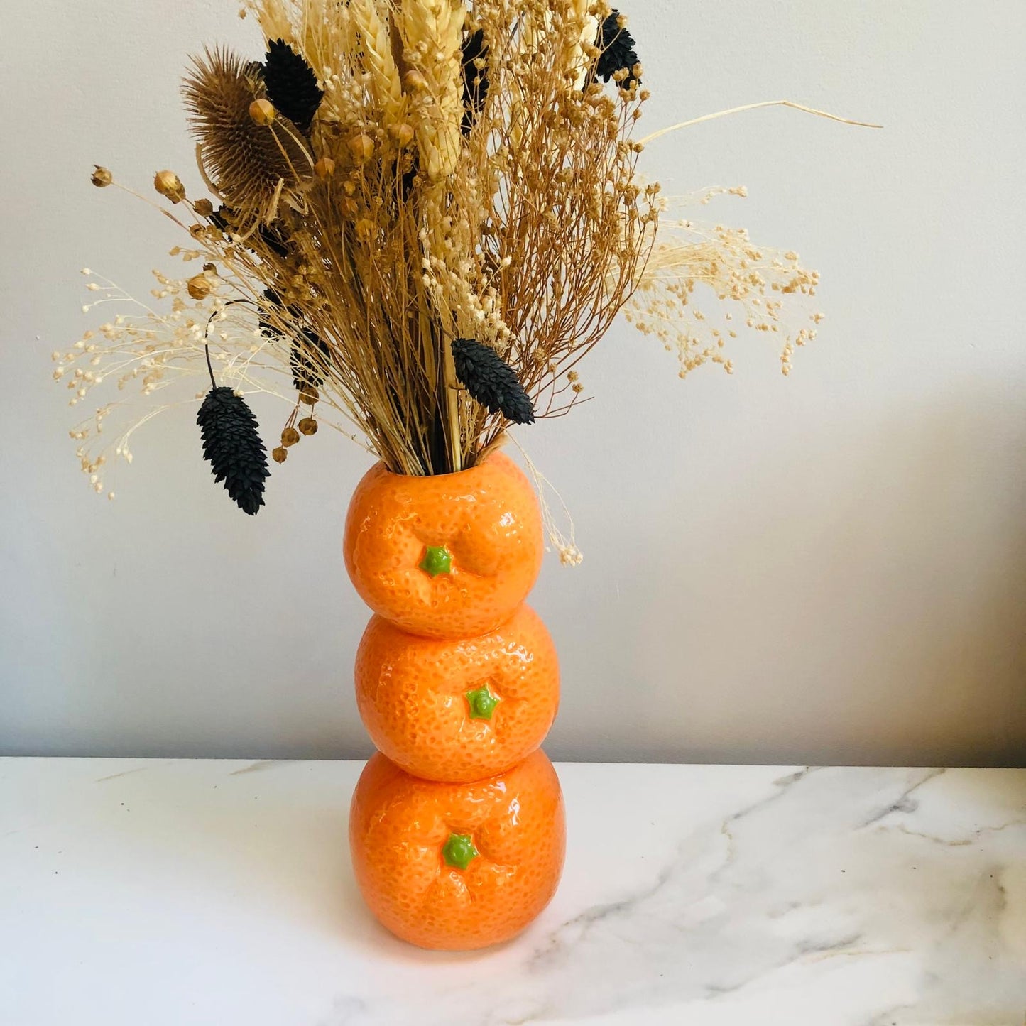 Ceramic Orange Stack Stem Vase