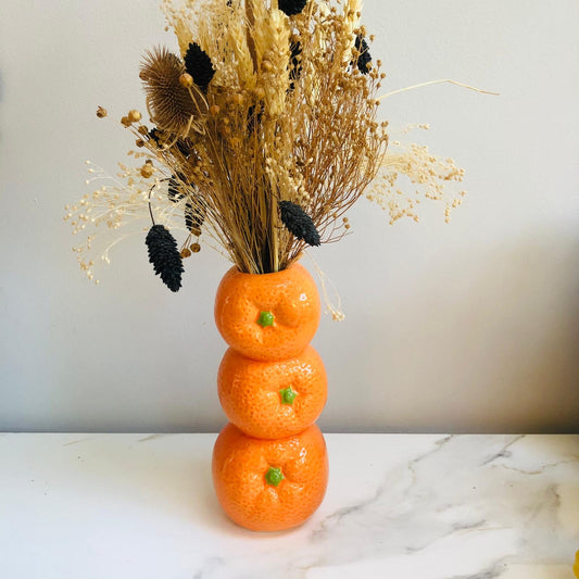 Ceramic Orange Stack Stem Vase