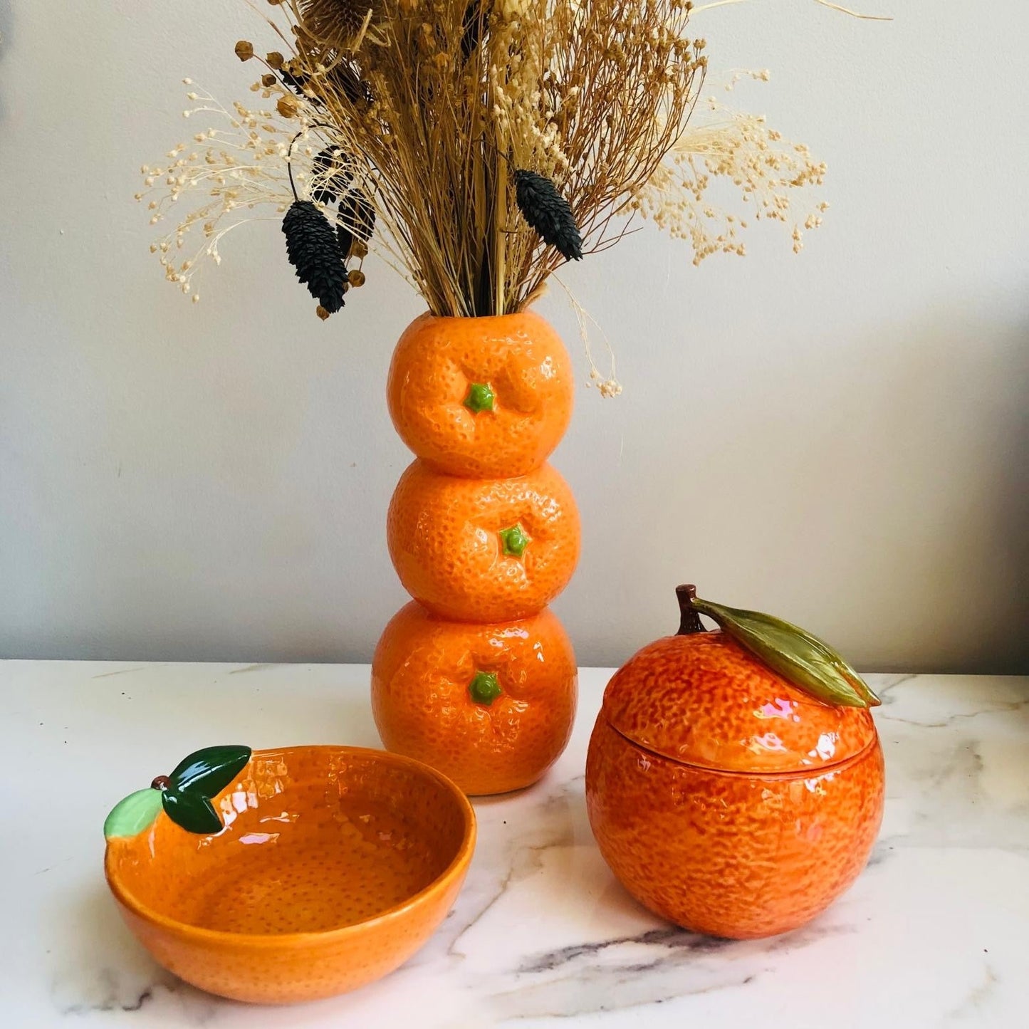 Ceramic Orange Stack Stem Vase