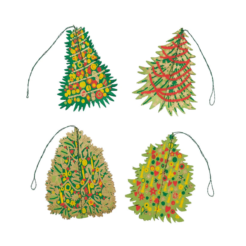 Decorated Trees Paper Ornaments