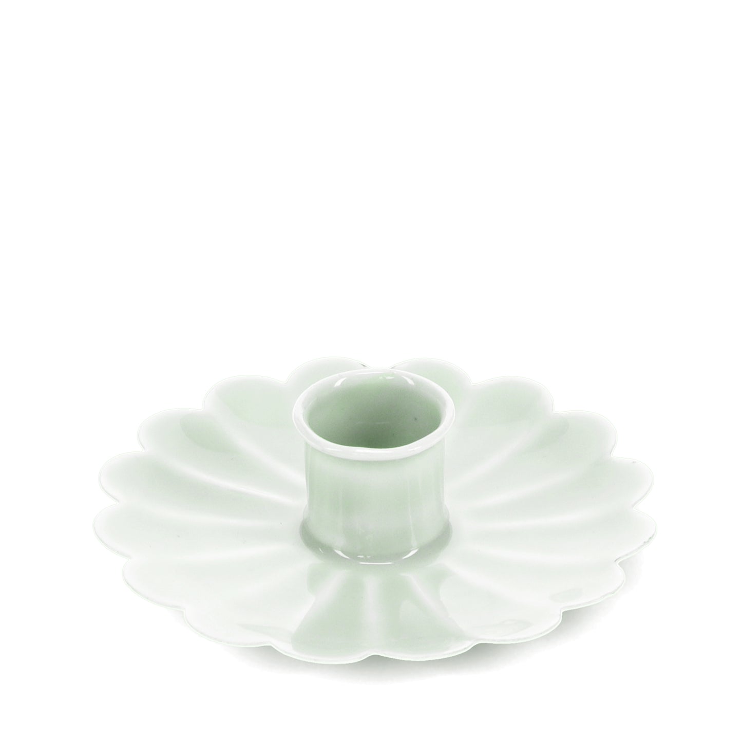 Enamel Flat Flower Candle Holder - Light Grey