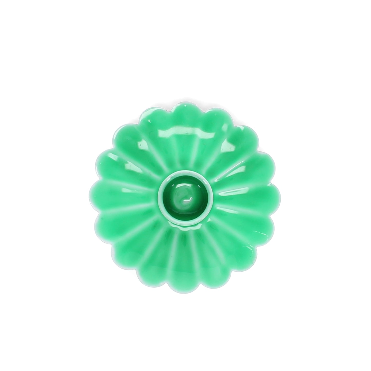 Enamel Flat Flower Candle Holder - Green