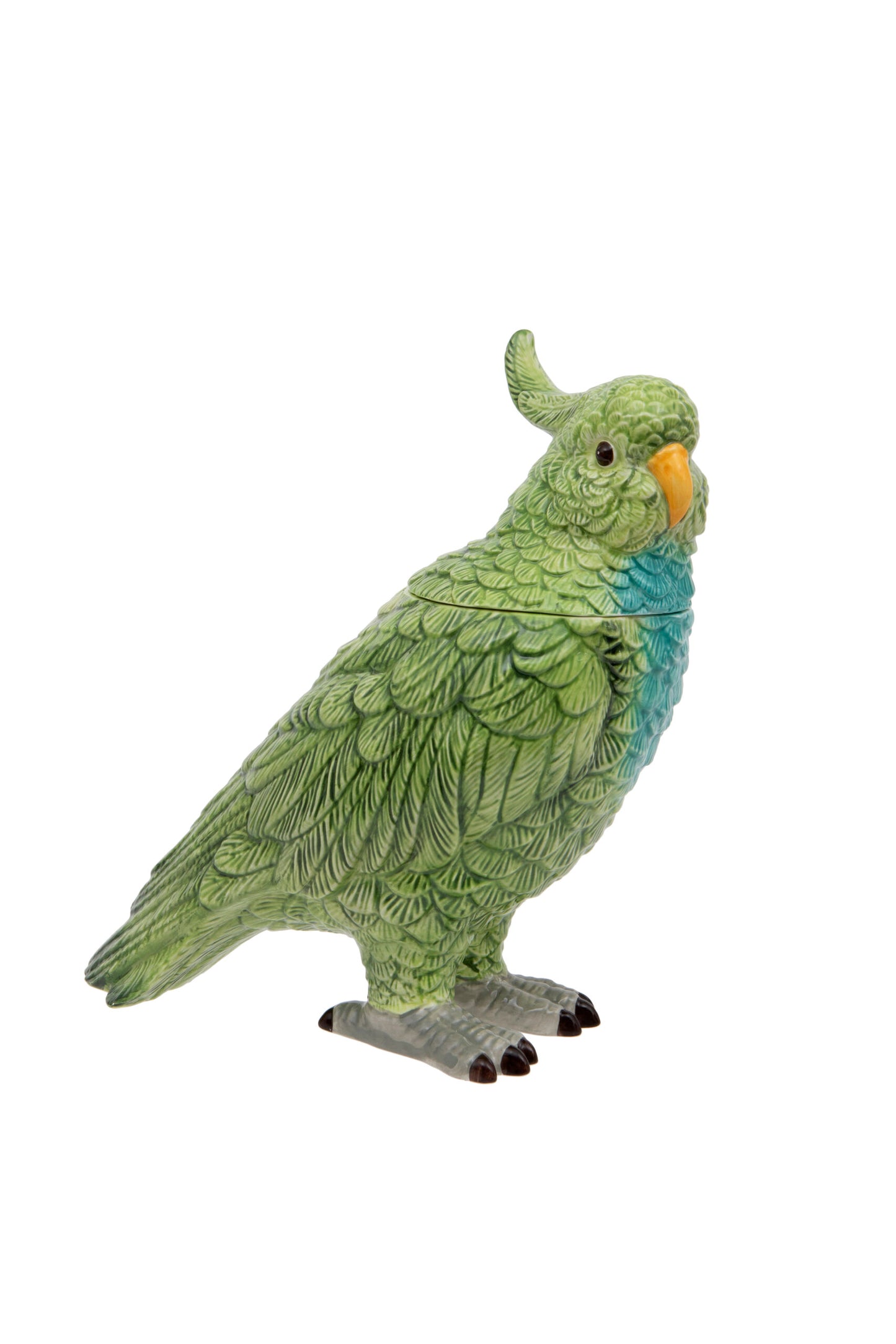 Green Parrot Ceramic Jar