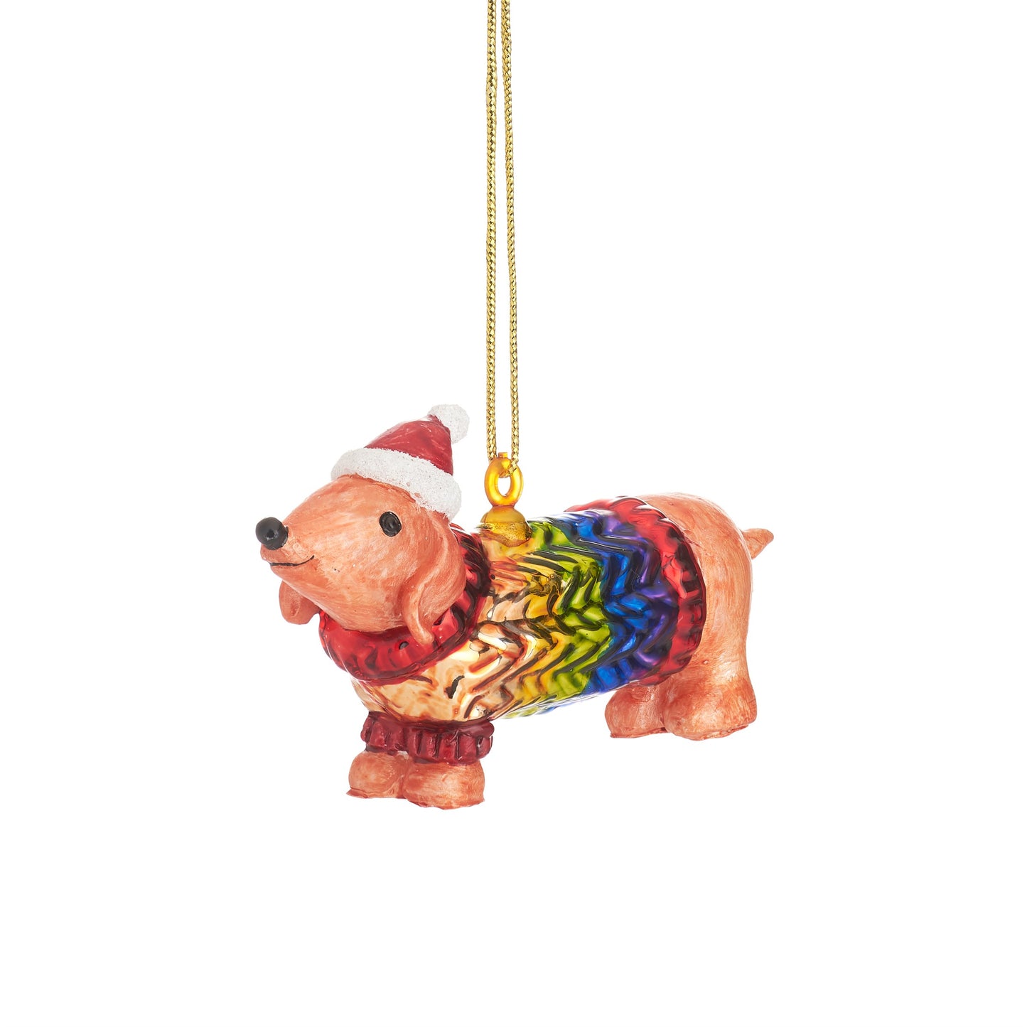 Sausage Dog in a Rainbow Jumper Christmas Tree Decoration - ad&i