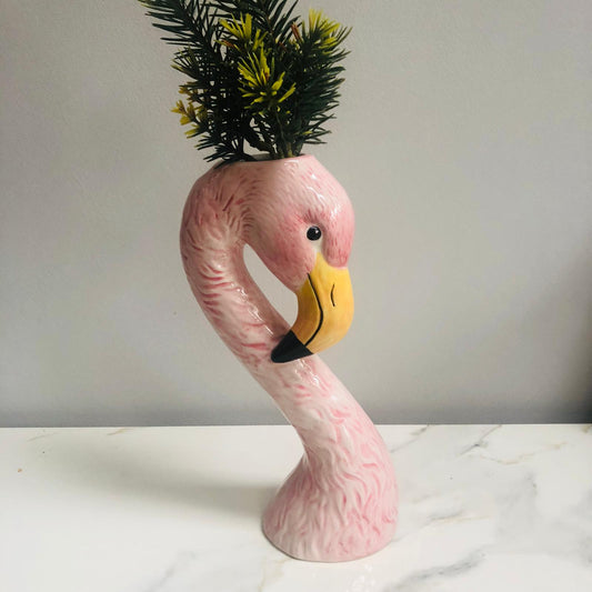 Small Pink Flamingo Head Vase