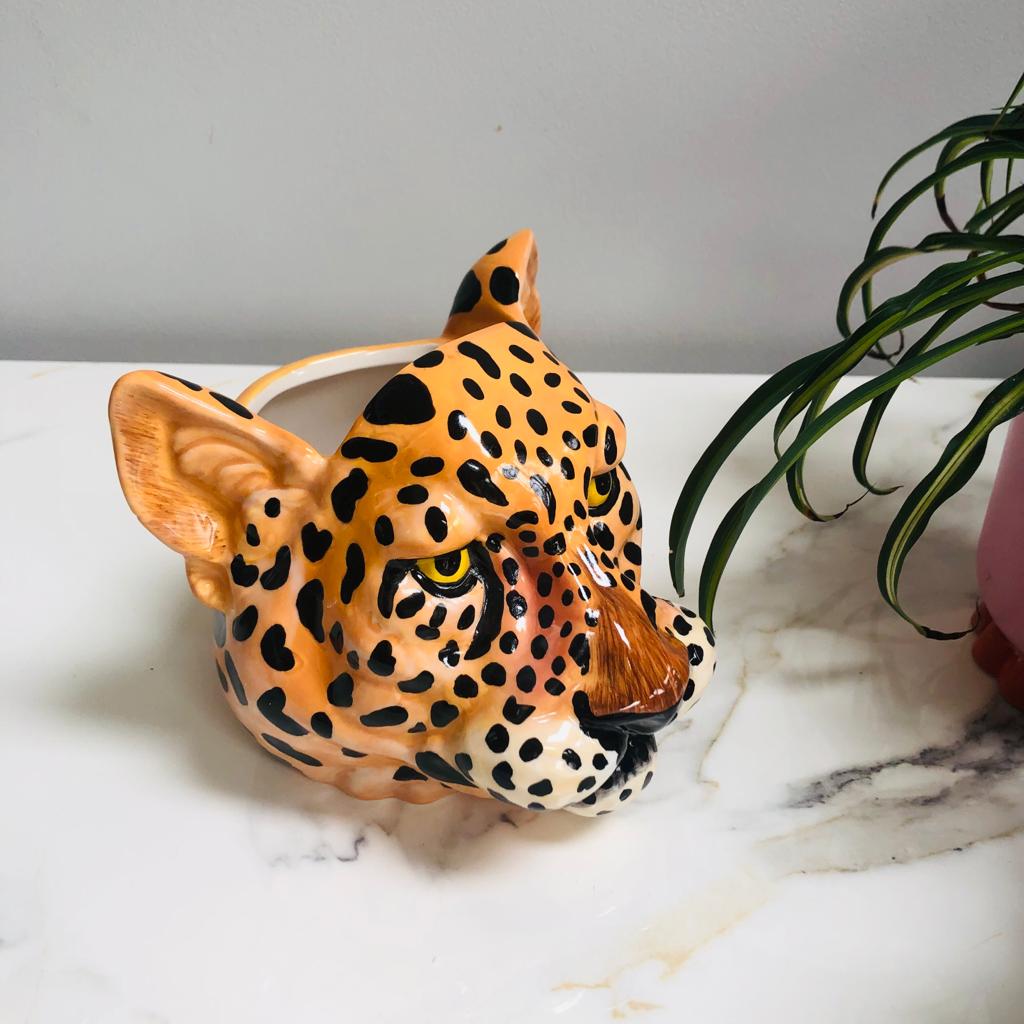 Ceramic Leopard Head Vase Jar - ad&i