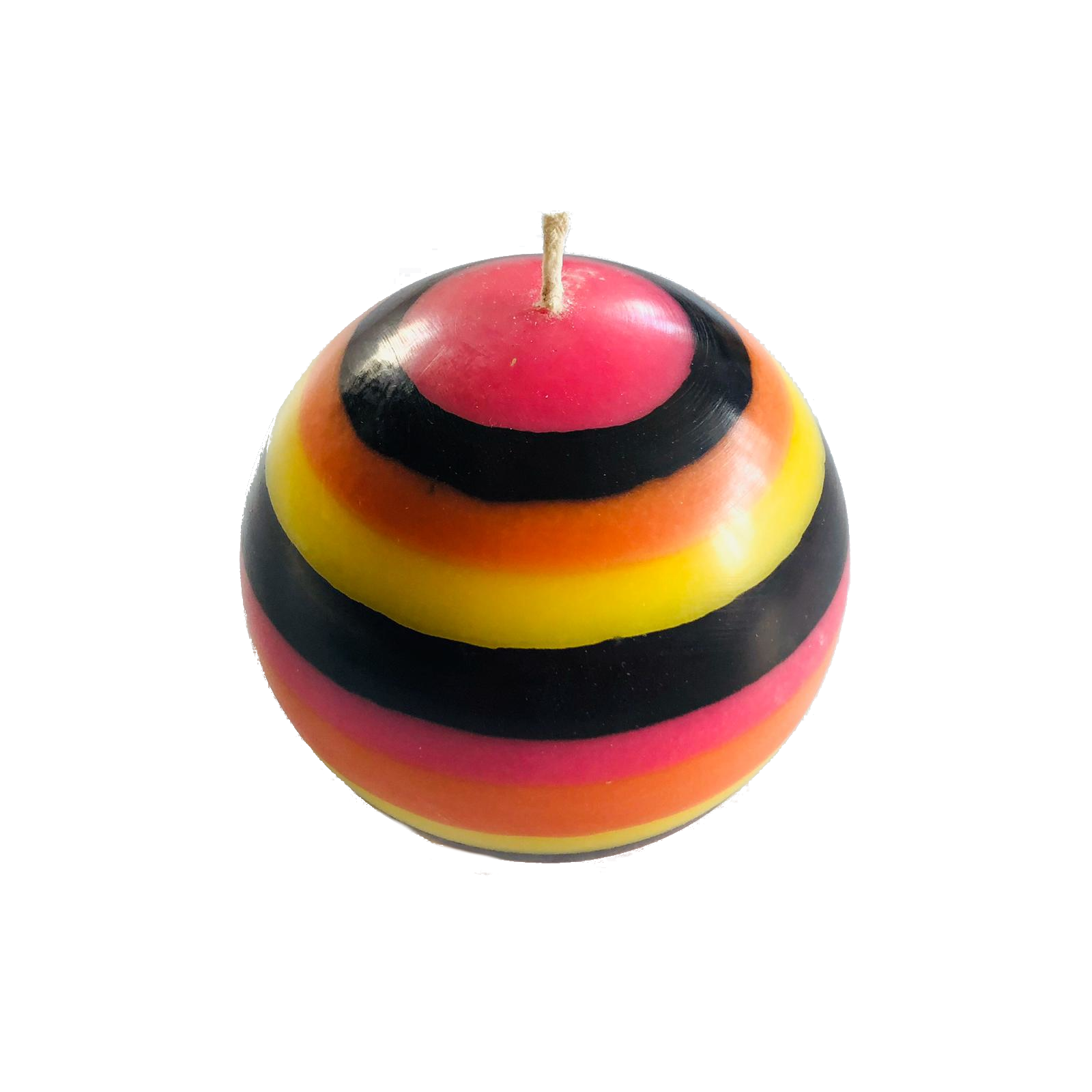 Orange Flame, Neyron Rose, Sulphur Yellow and Jet Black Large Stripe Ball Candle - ad&i