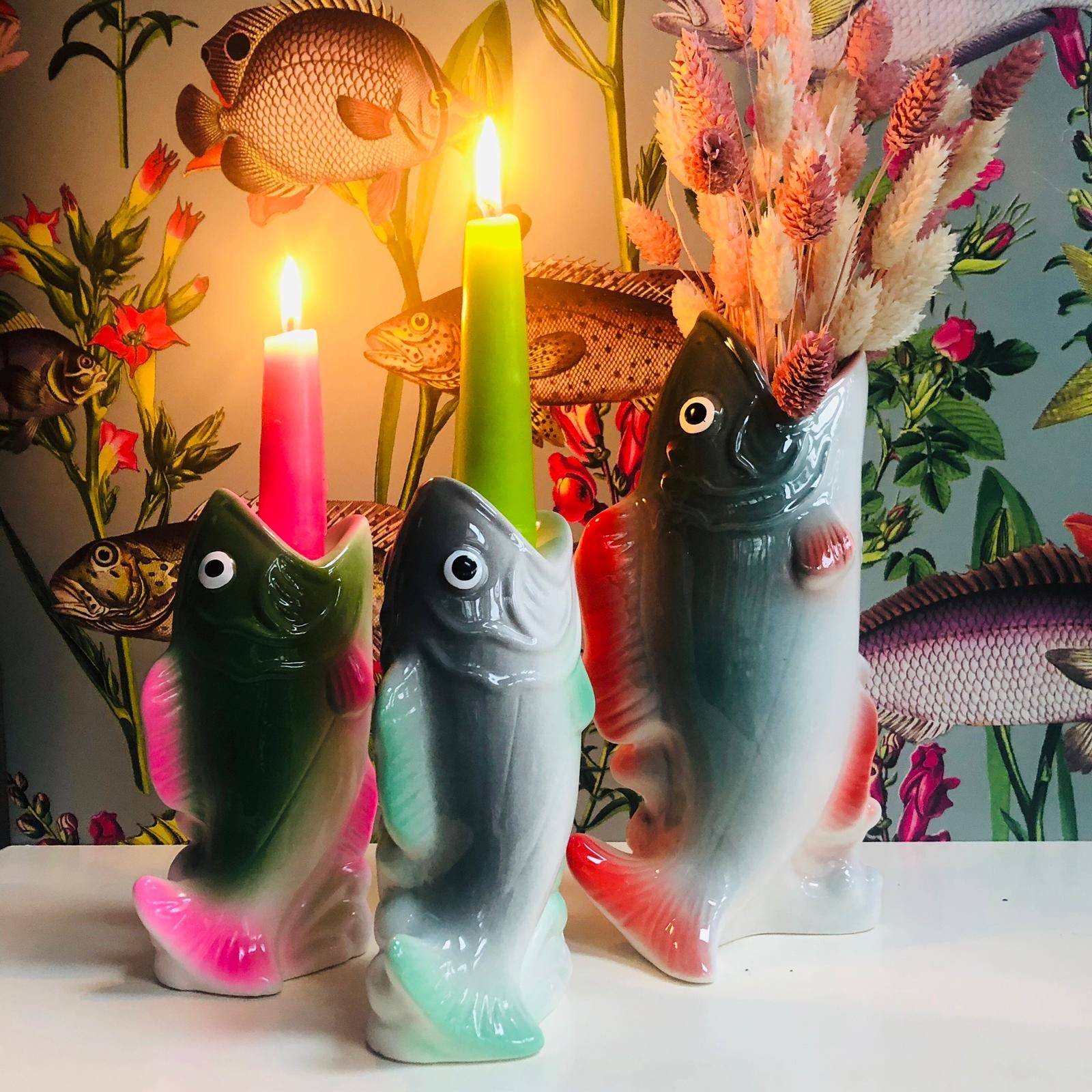 Ceramic Fish Candlestick Holder, Gift, Kitsch Kitchen